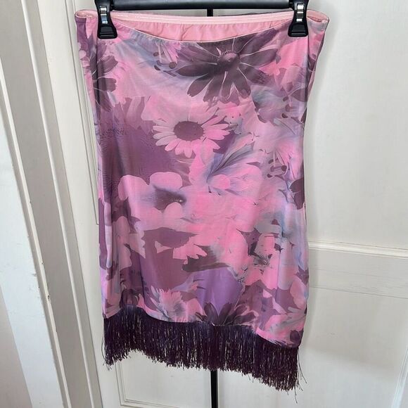 Princess Polly Pink/Purple Strapless Floral Fringe Trim Bodycon Mini Dress Size - Picture 4 of 8